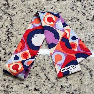 Coach Signature C Silk Skinny Bag Scarf EUC